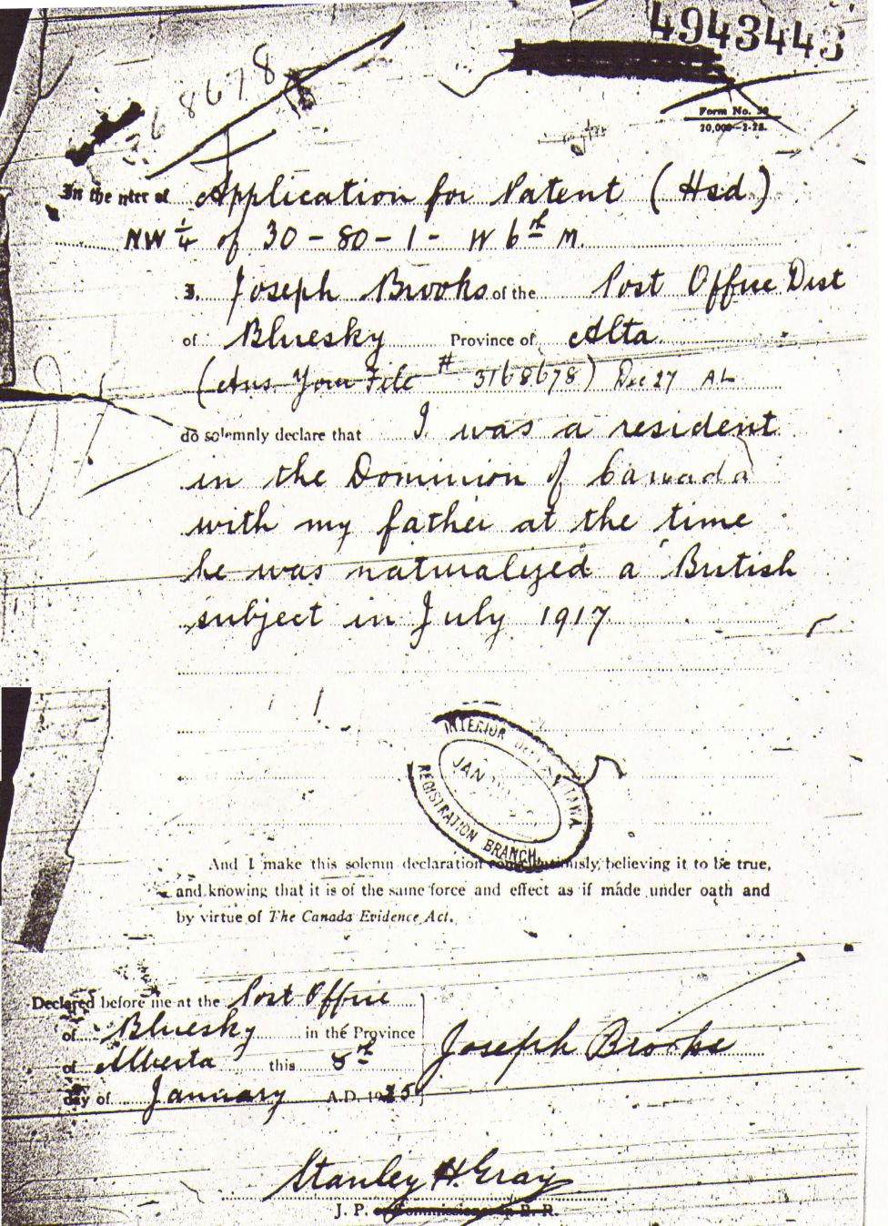 Provincial Archives of Alberta File 3168678 - Joseph Brooks -Joe Citzen Ltr